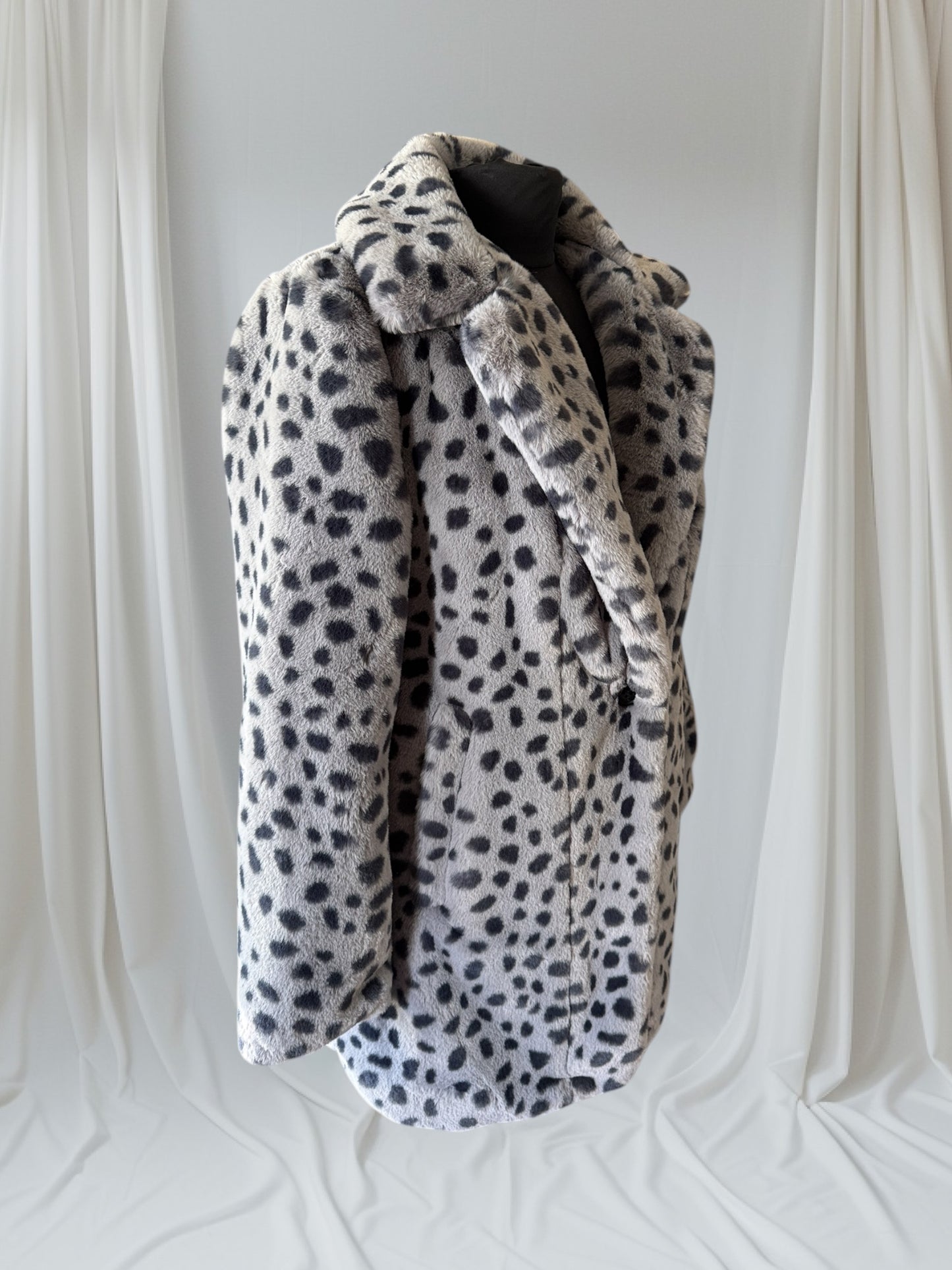 Faux Fur Cheetah Print Statement Coat, S