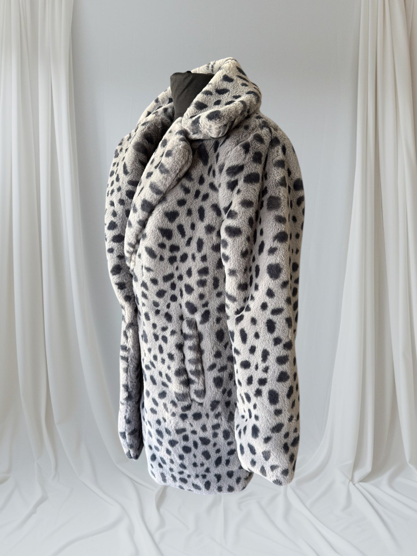 Faux Fur Cheetah Print Statement Coat, S
