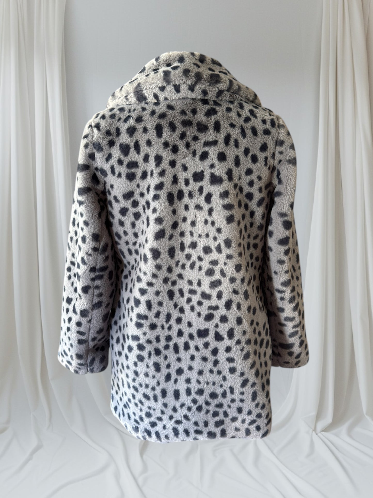 Faux Fur Cheetah Print Statement Coat, S