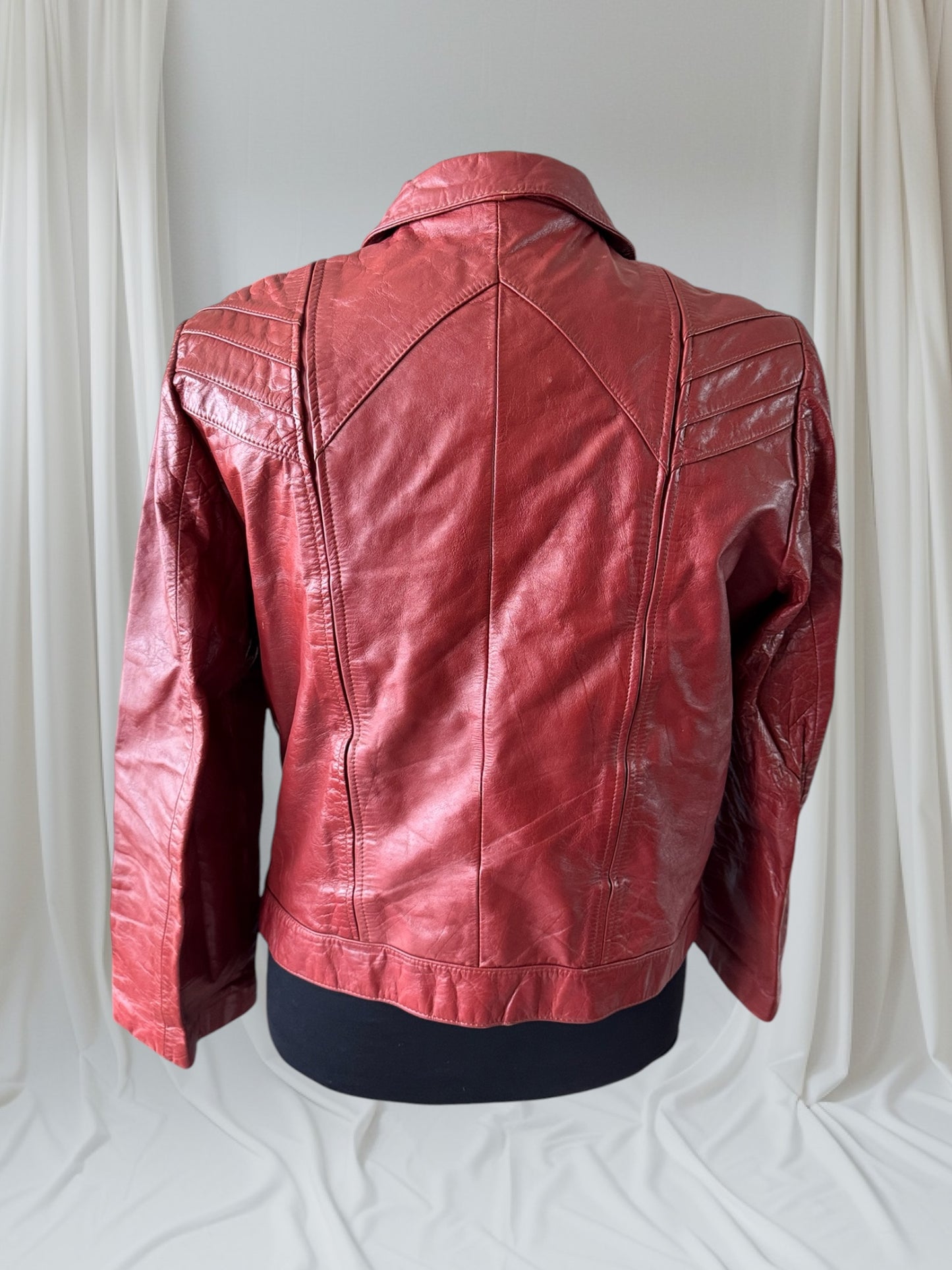 Men's (Unisex) 1970's Oxblood Vintage Leather Jacket, XL 44