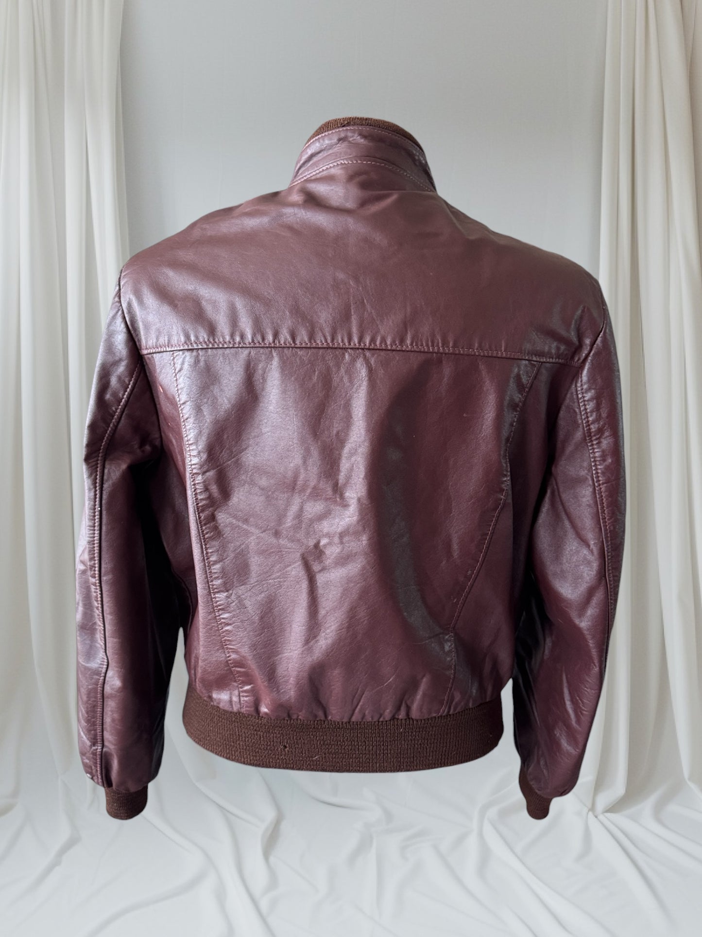Men's 1970's Oxblood Vintage Leather Jacket, XL 44