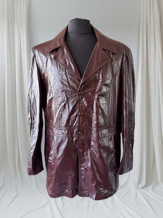Men's 1970's Oxblood Vintage Leather Jacket, XL 44
