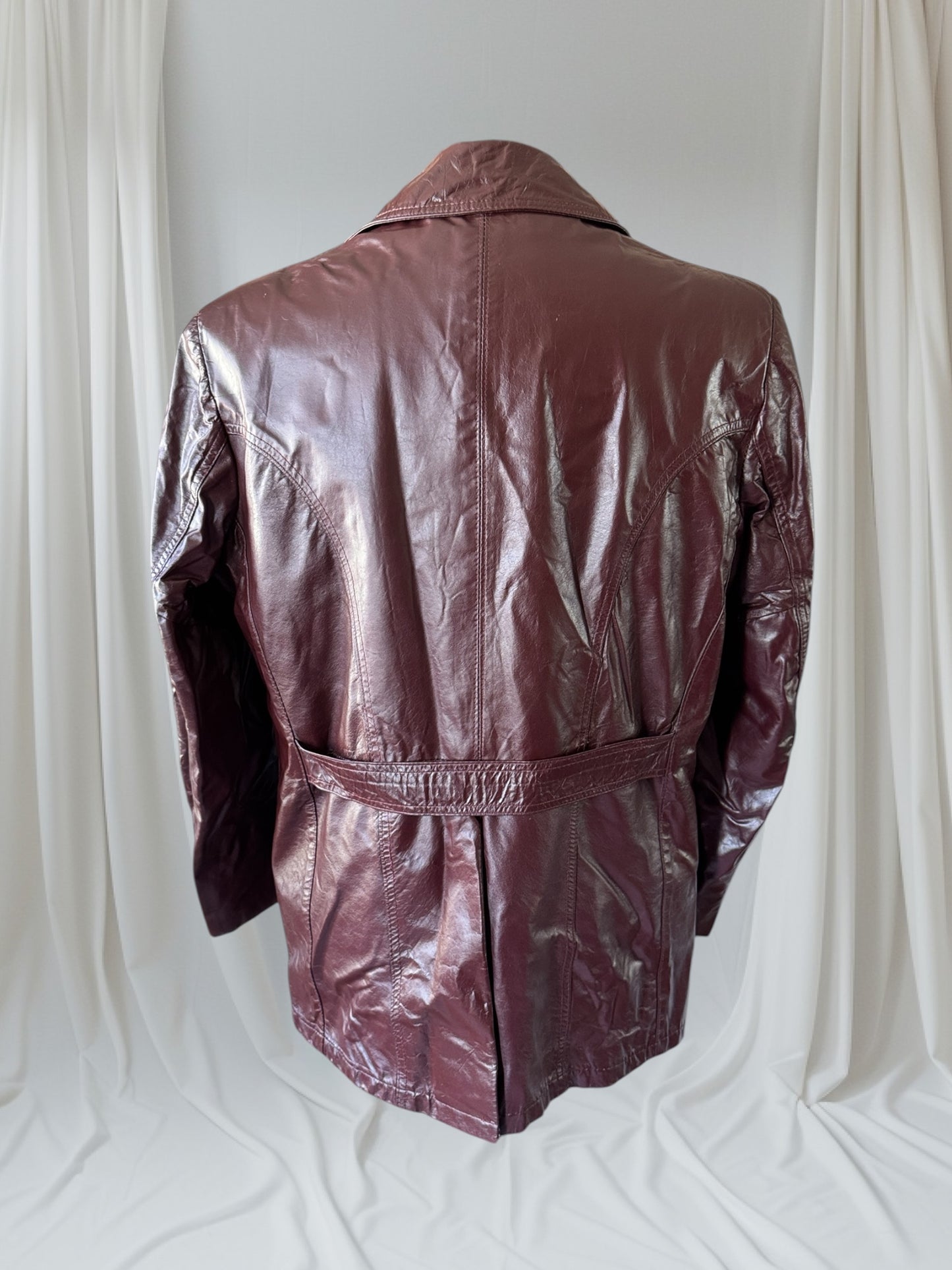 Men's 1970's Oxblood Vintage Leather Jacket, XL 44
