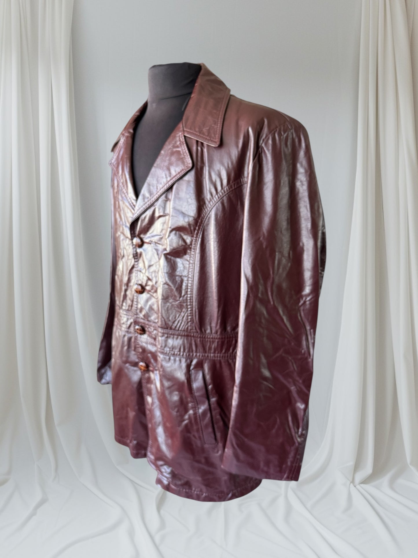 Men's 1970's Oxblood Vintage Leather Jacket, XL 44