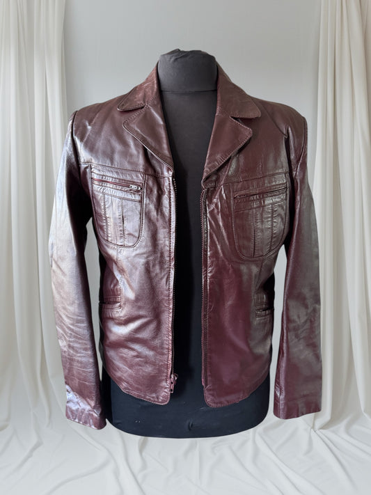 Men's 1970's Oxblood Vintage Leather Jacket, L 40