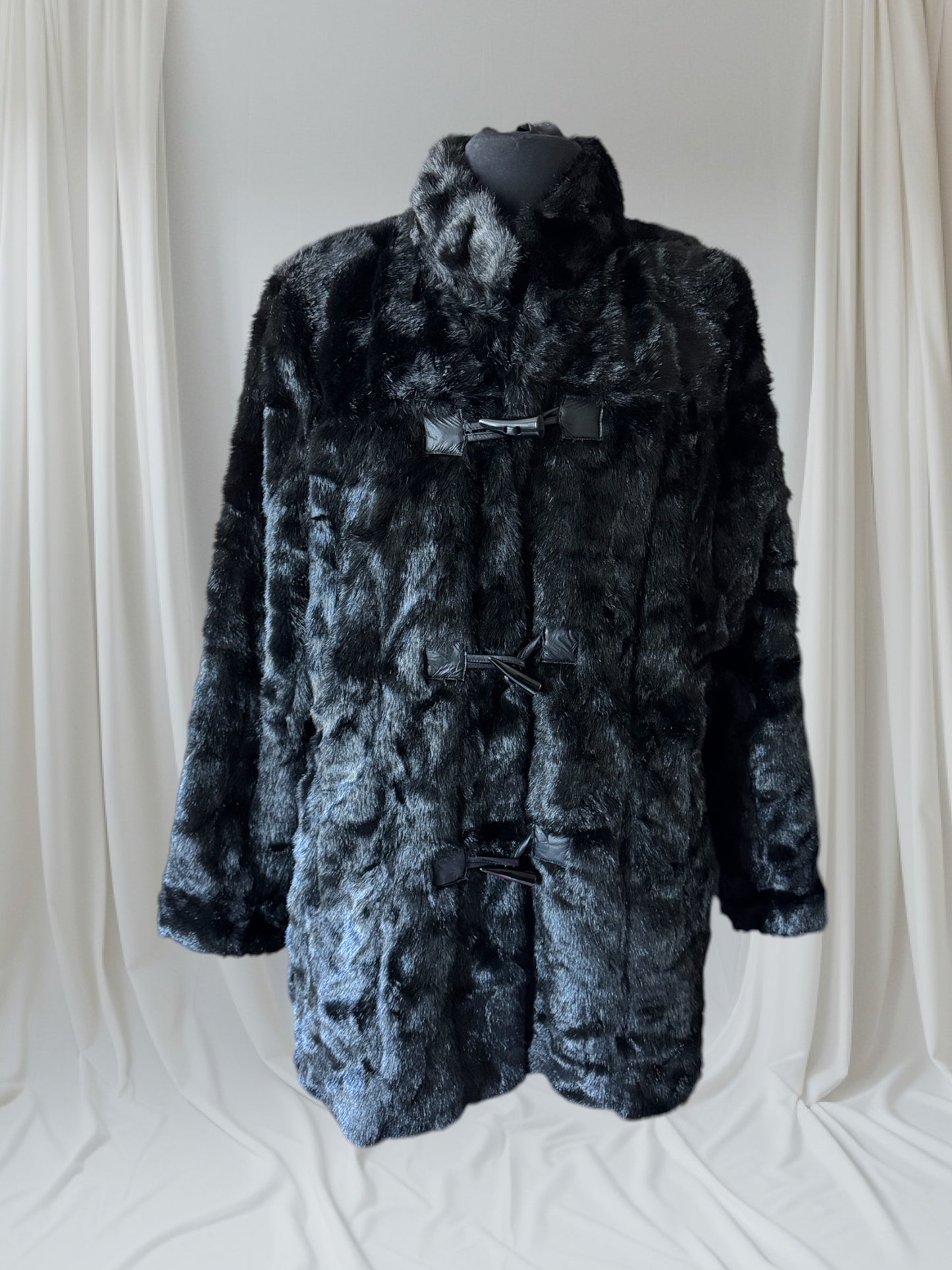 Black Faux Fur Statement Coat, L