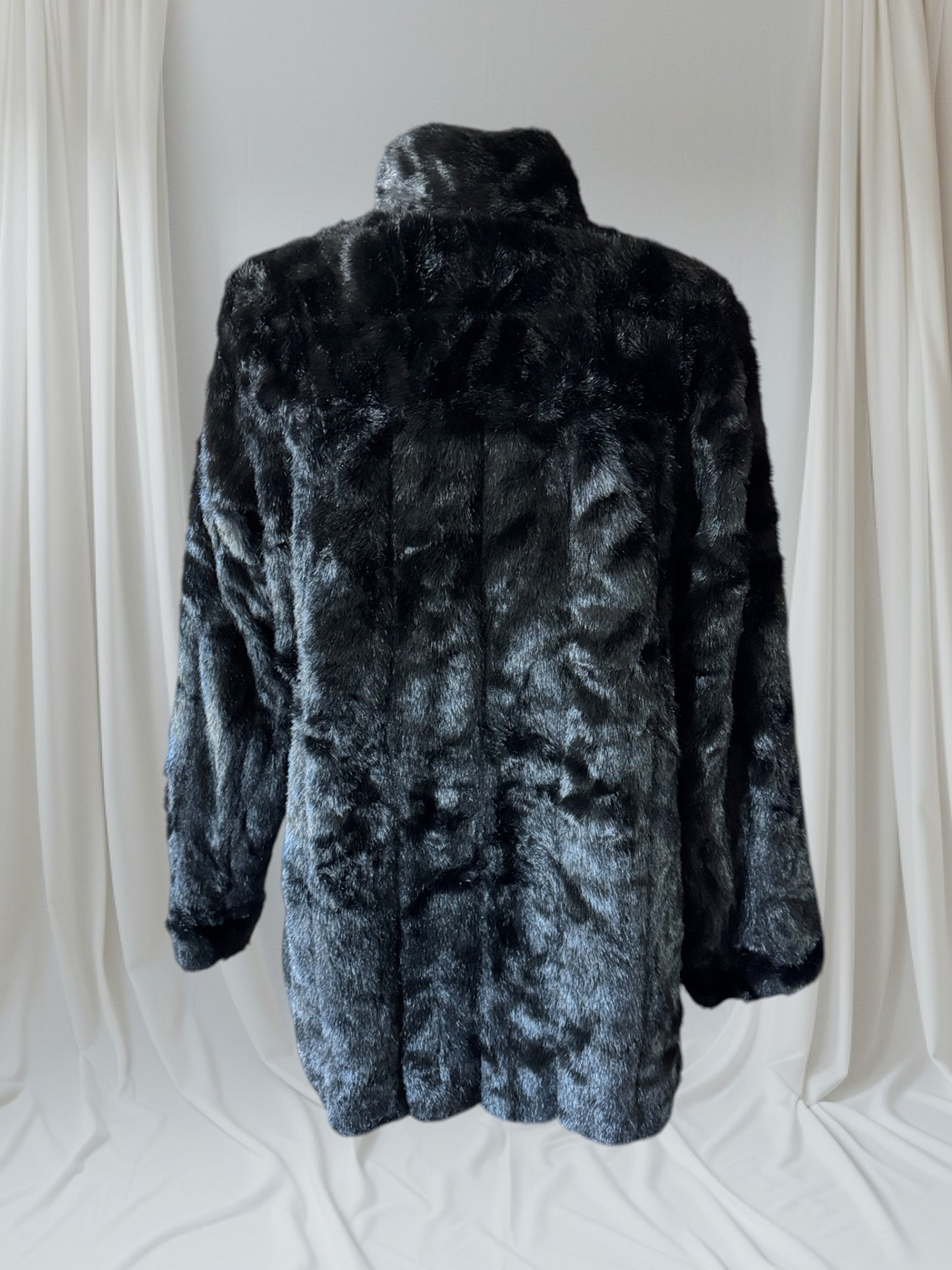 Black Faux Fur Statement Coat, L
