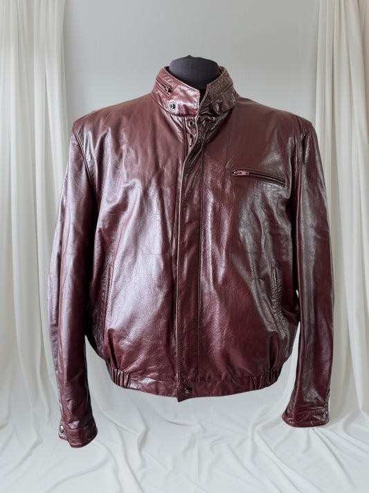 Men's 1970's Oxblood Vintage Leather Jacket, XL 46