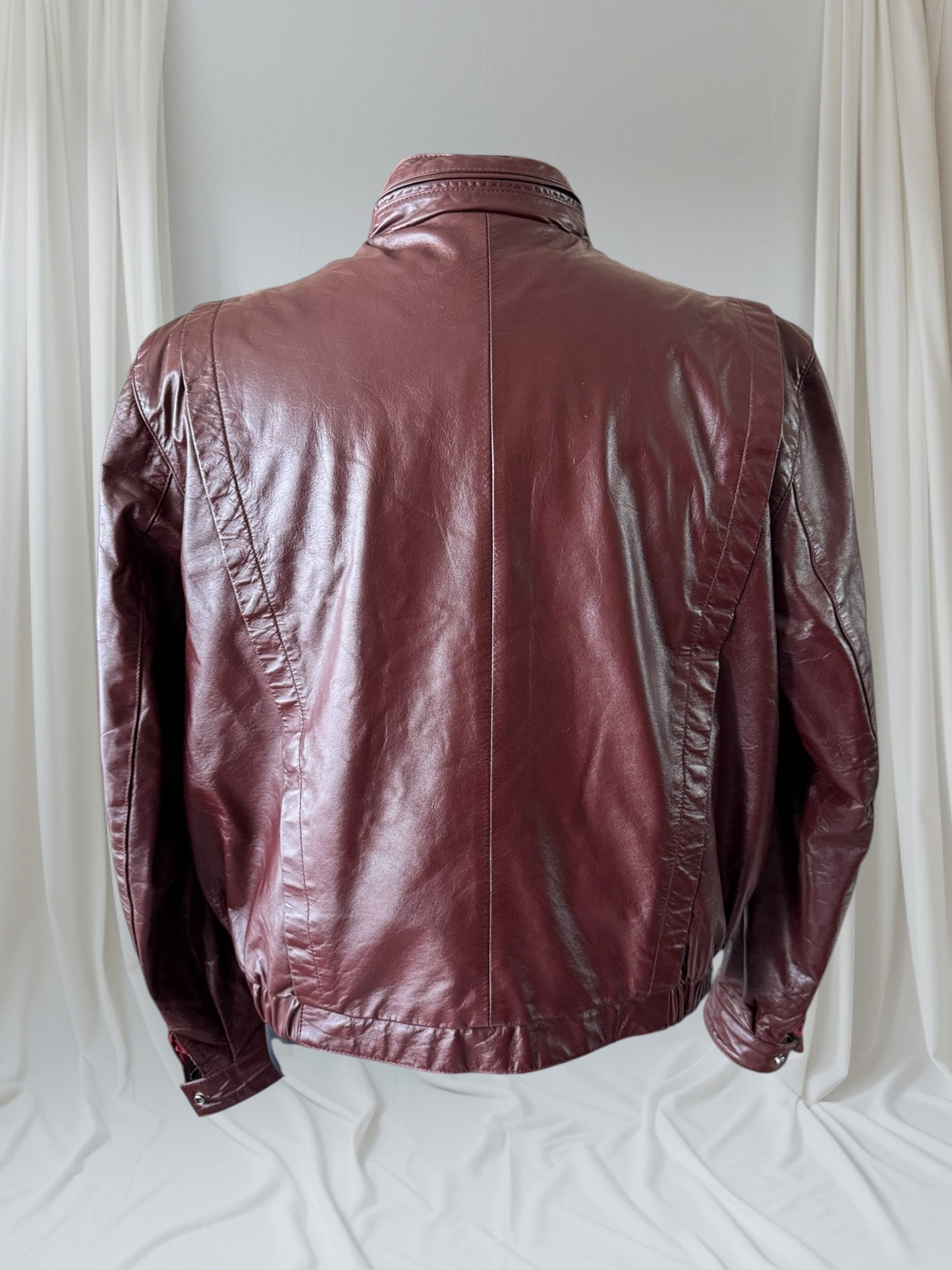 Men's 1970's Oxblood Vintage Leather Jacket, XL 46