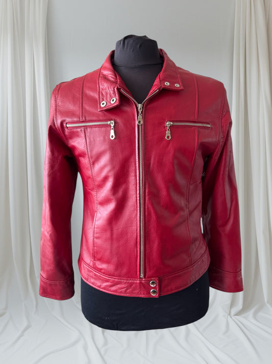 Men's (Unisex) Red Y2K Vintage Leather Jacket, S