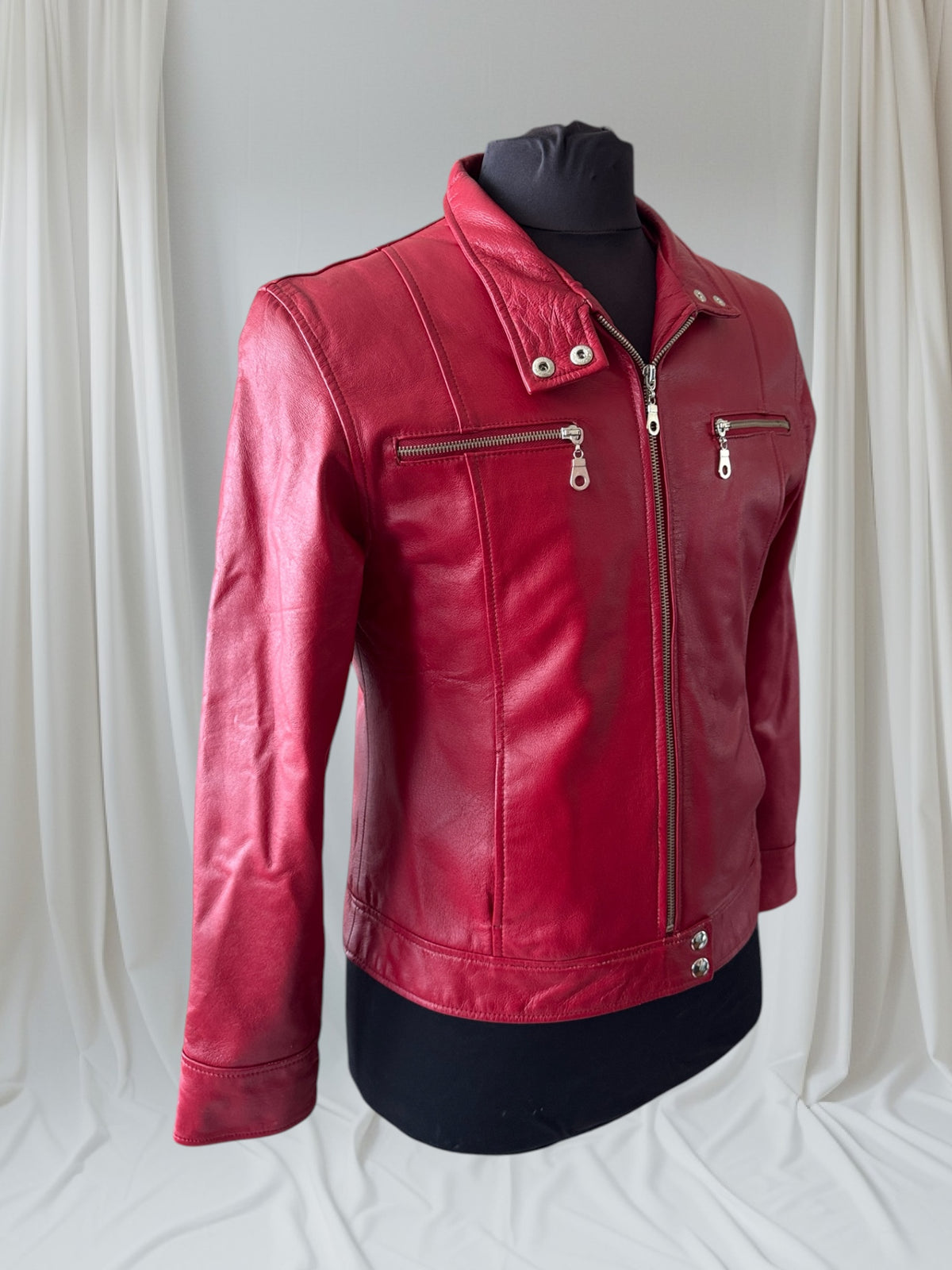 Men's (Unisex) Red Y2K Vintage Leather Jacket, S