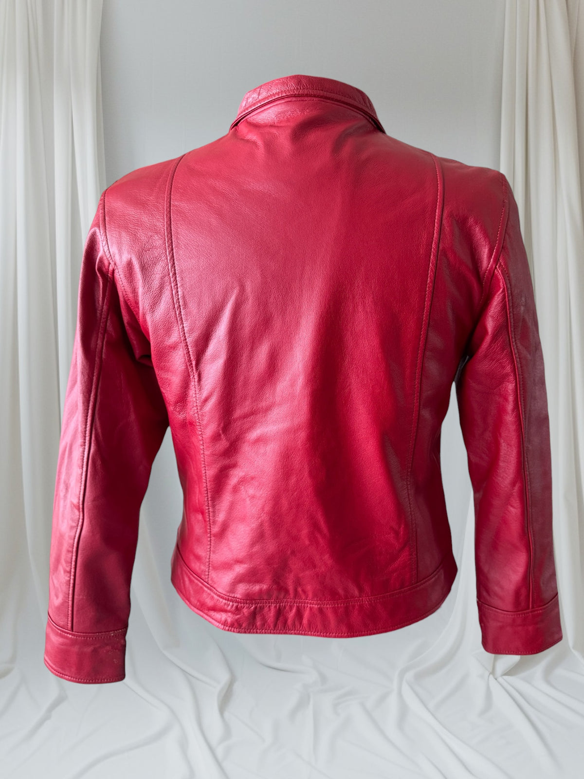 Men's (Unisex) Red Y2K Vintage Leather Jacket, S