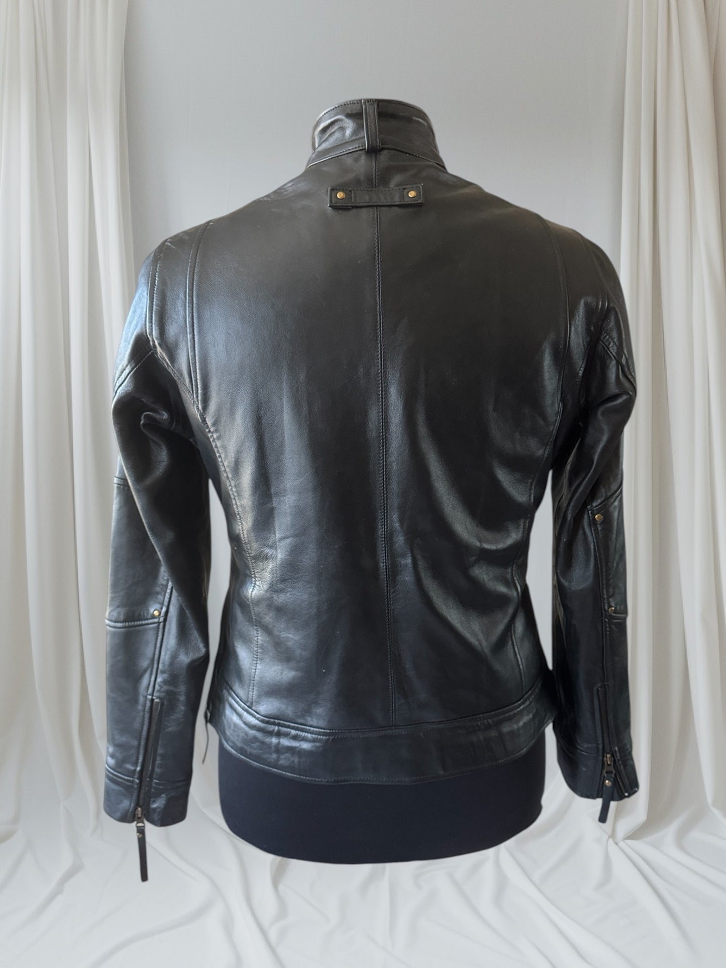 Men's Vintage Black Leather Cafe Racer Jacket, L 40