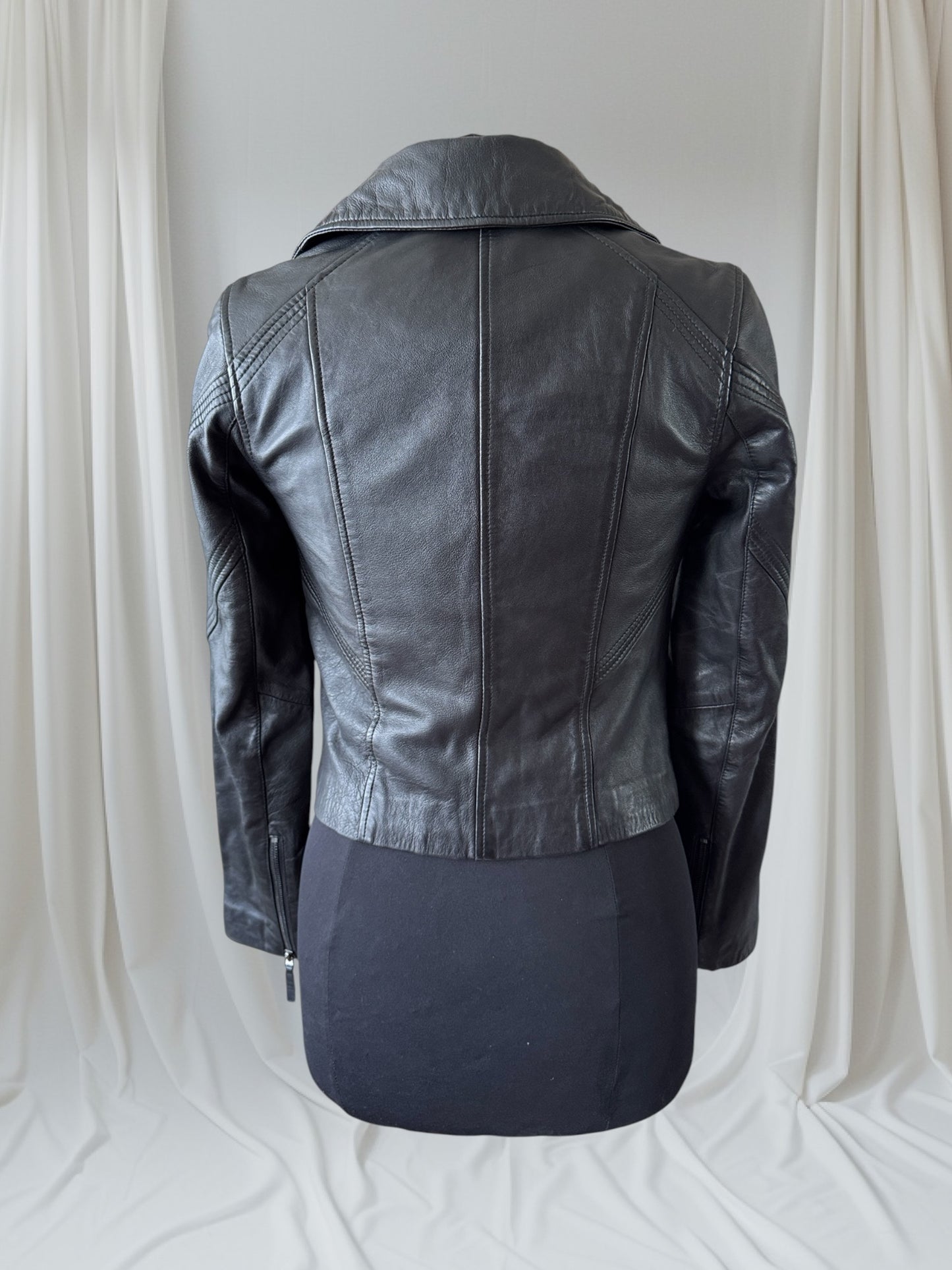 Women's Lambskin Leather Motorcycle Jacket, XS