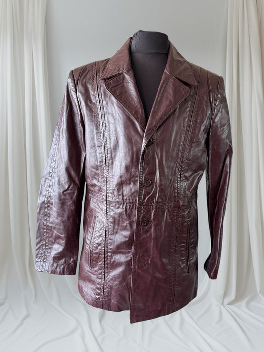 Men's 1970's Oxblood Vintage Leather Jacket, L 40