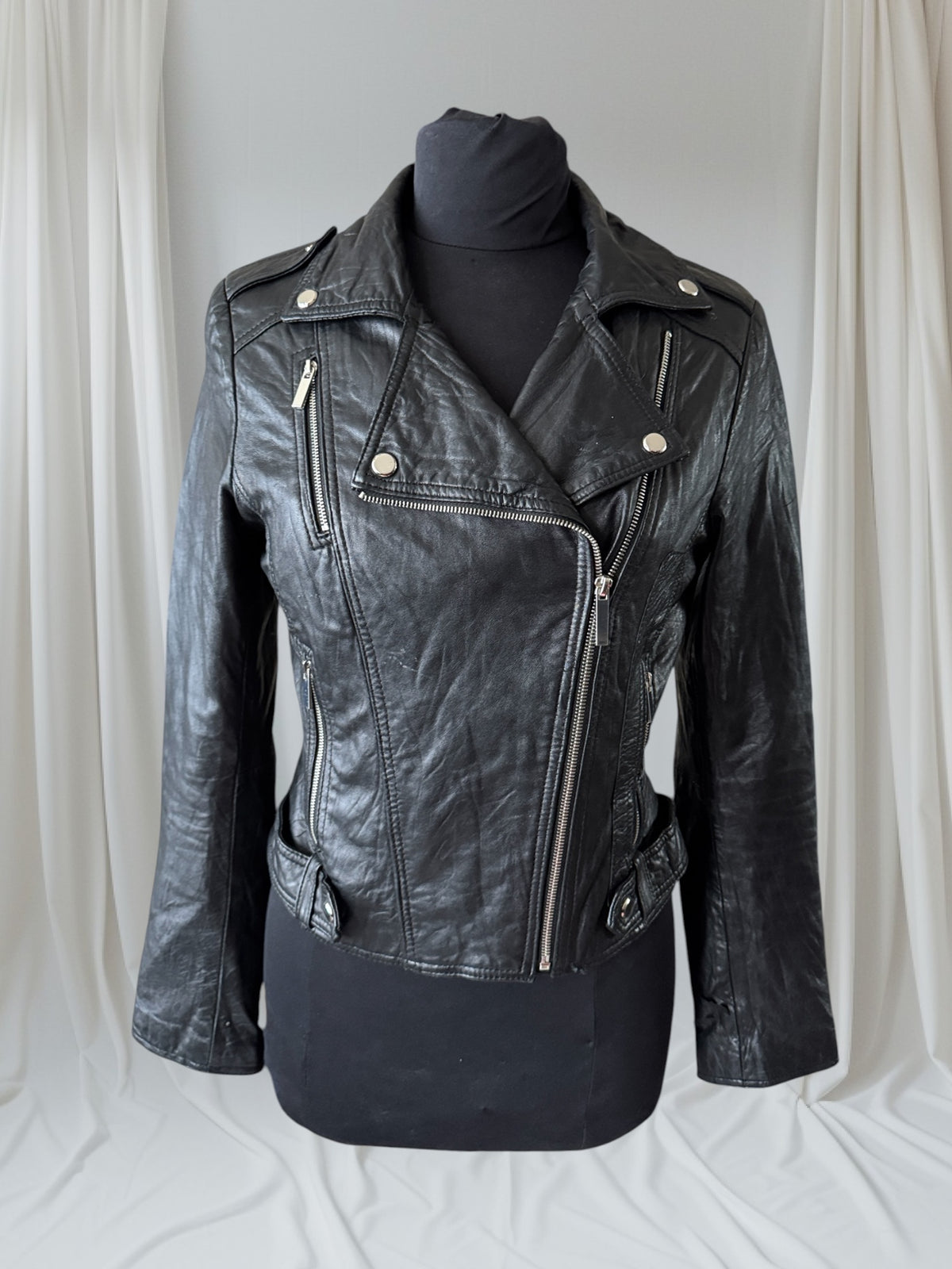 Women's Lambskin Leather Motorcycle Jacket, S