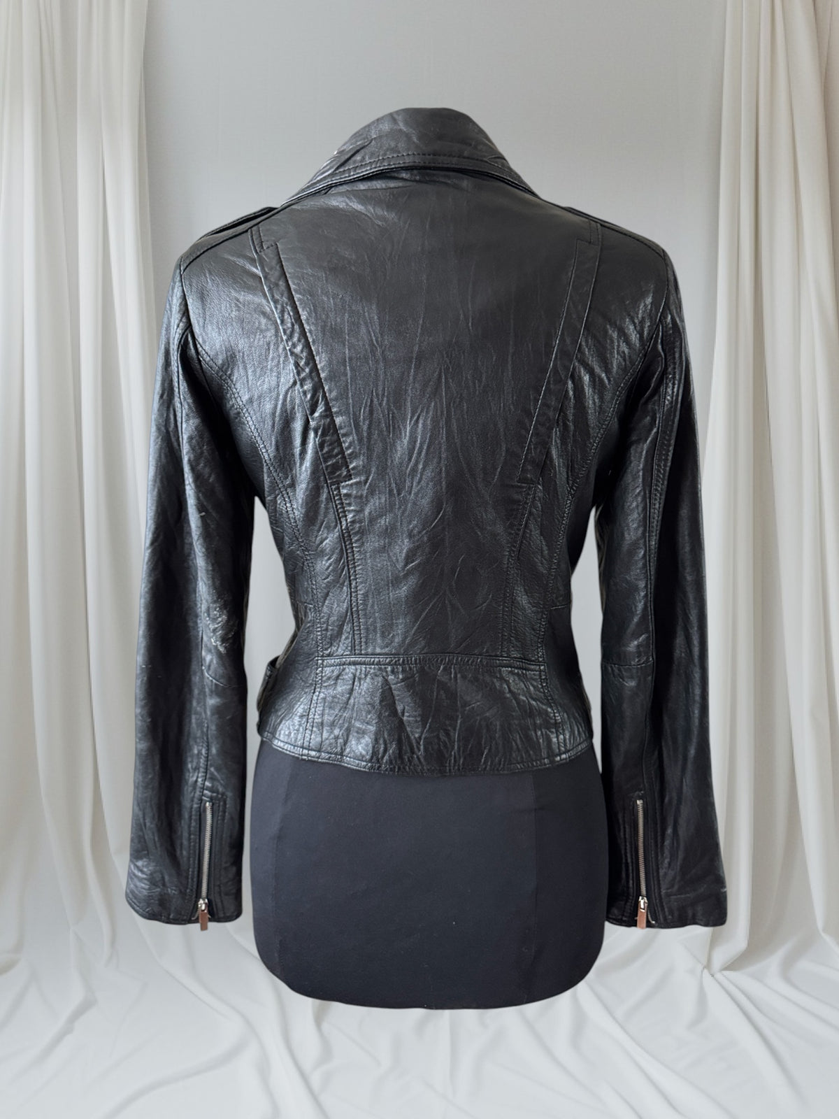 Women's Lambskin Leather Motorcycle Jacket, S