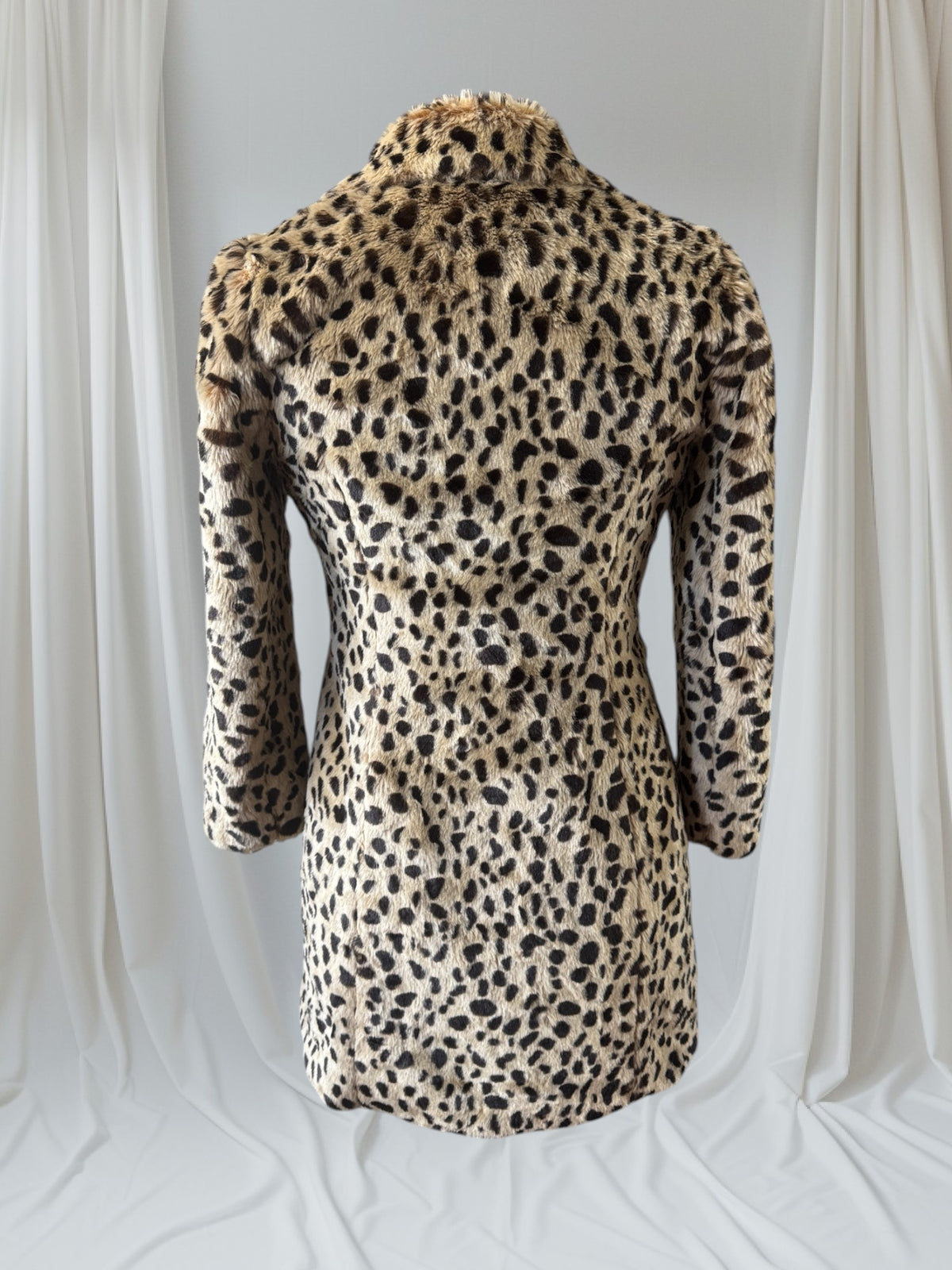 Faux Fur Cheetah Print Statement Coat, XS