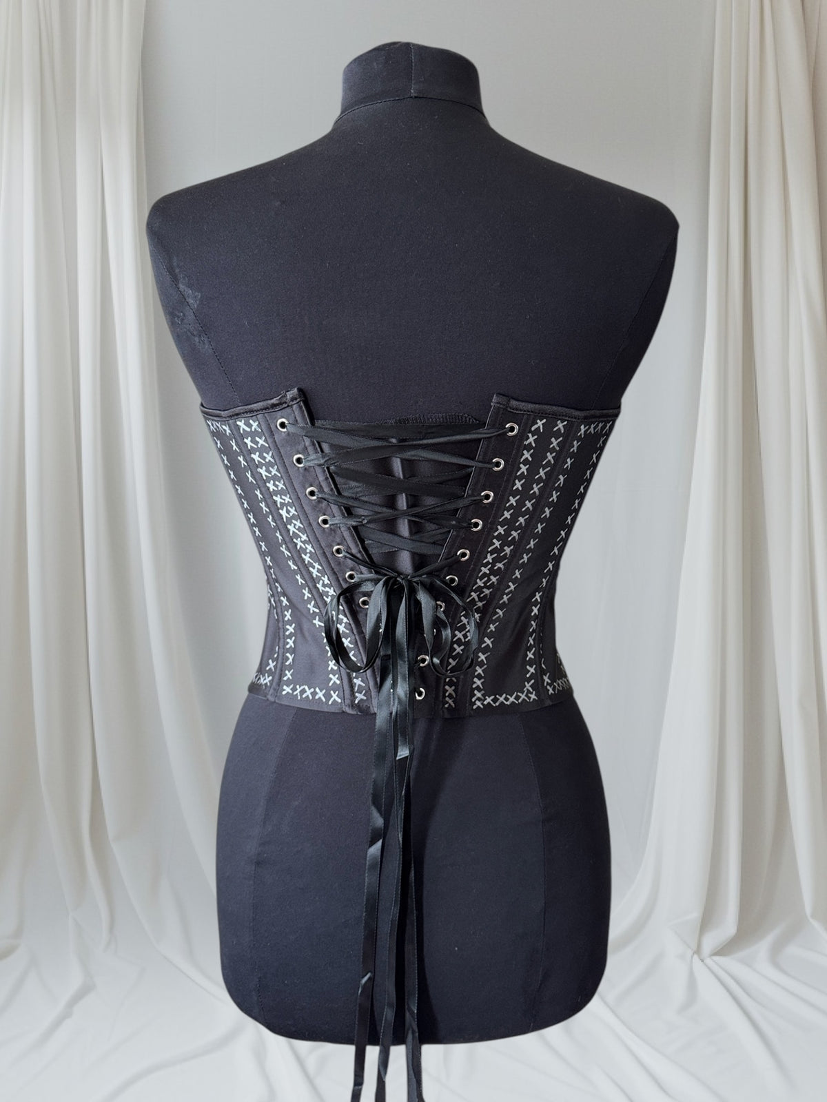 Punk Corset Bustier with Back Lacing & Side Zip - M