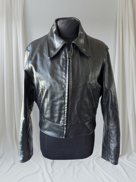 Women's Vintage 1980s Leather Motorcycle Jacket, M