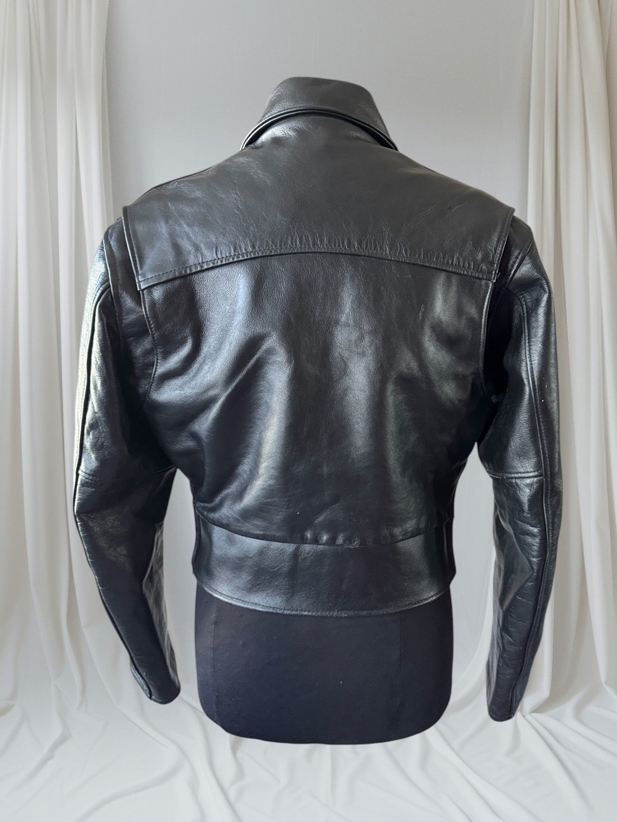 Women's Vintage 1980s Leather Motorcycle Jacket, M