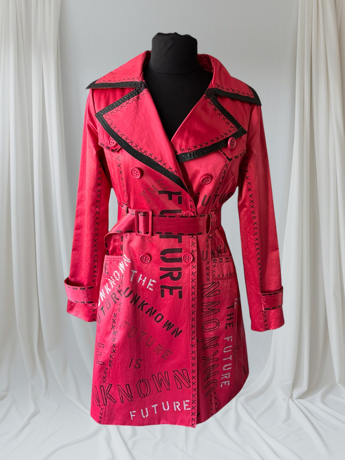 The Future is Unknown Womens Red Trench Coat, Small