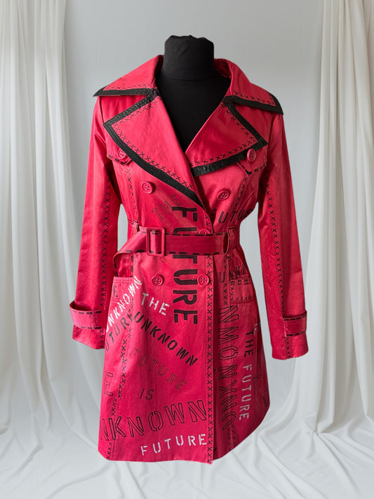 The Future is Unknown Womens Red Trench Coat, Small