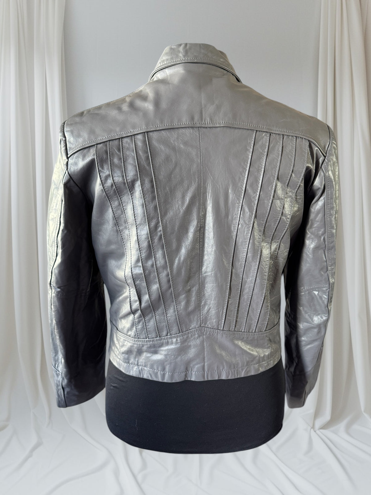 Men's 1970's Gray Vintage Leather Jacket, L 42
