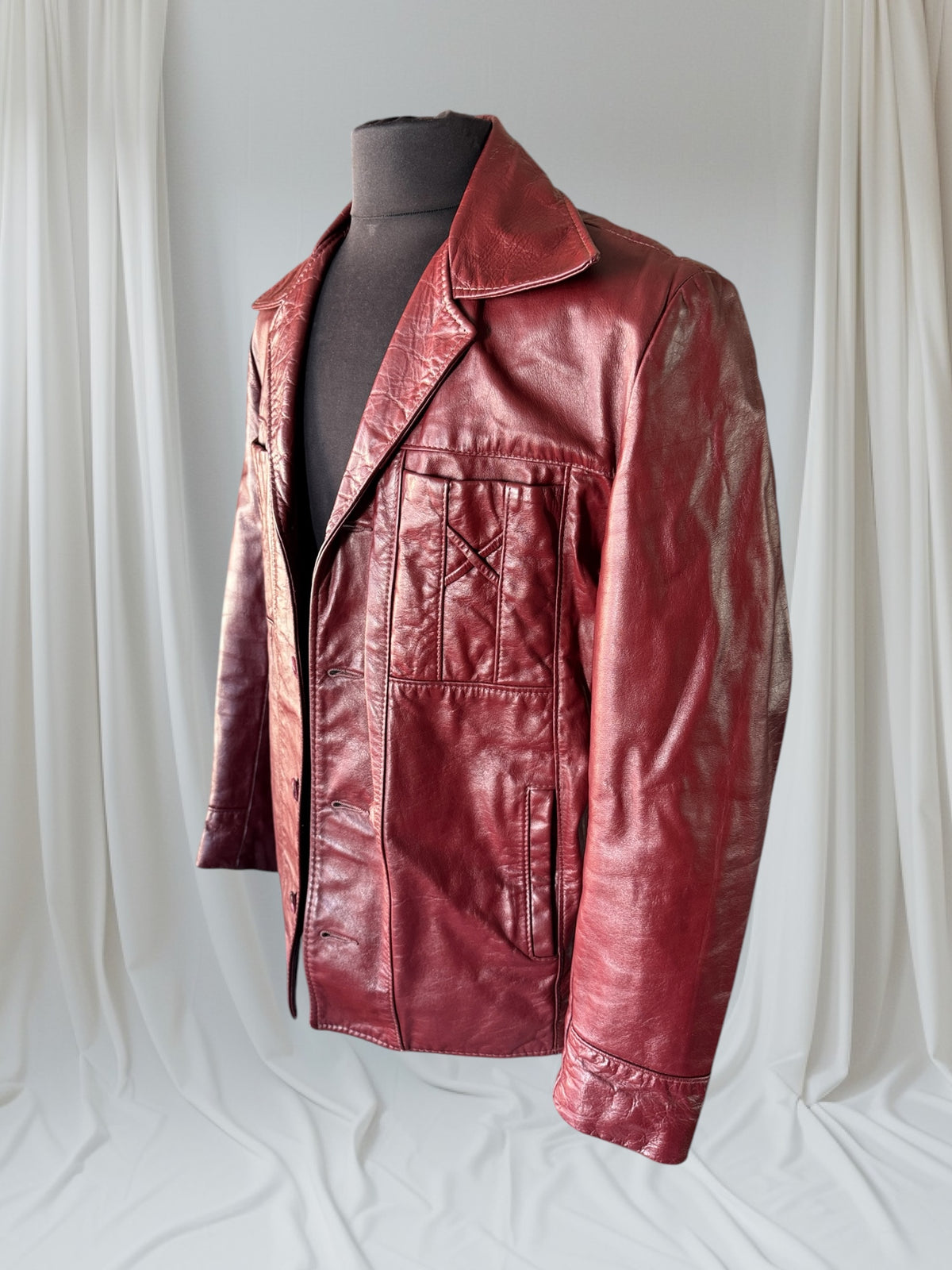 Men's 1970's Brown Vintage Leather Jacket,
