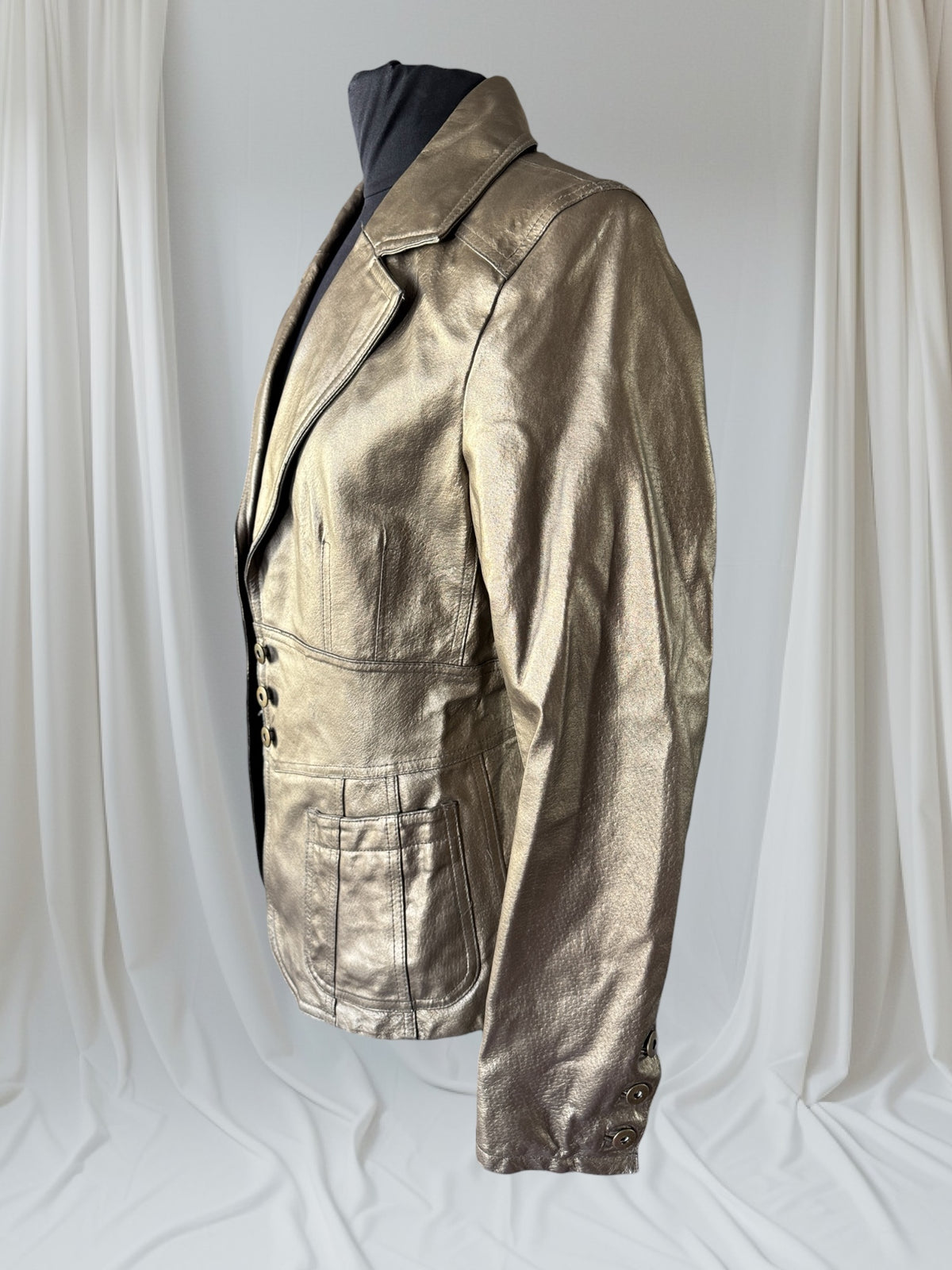 Women's Gold Leather Jacket, M