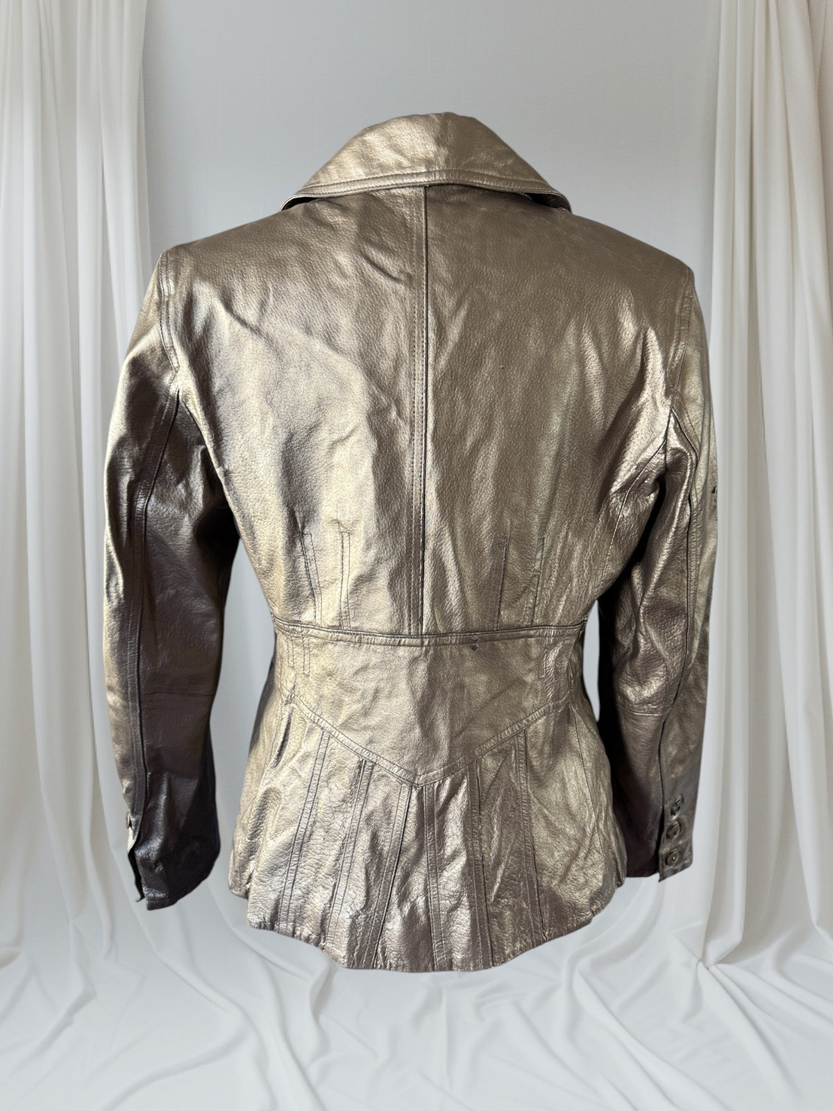 Women's Gold Leather Jacket, M