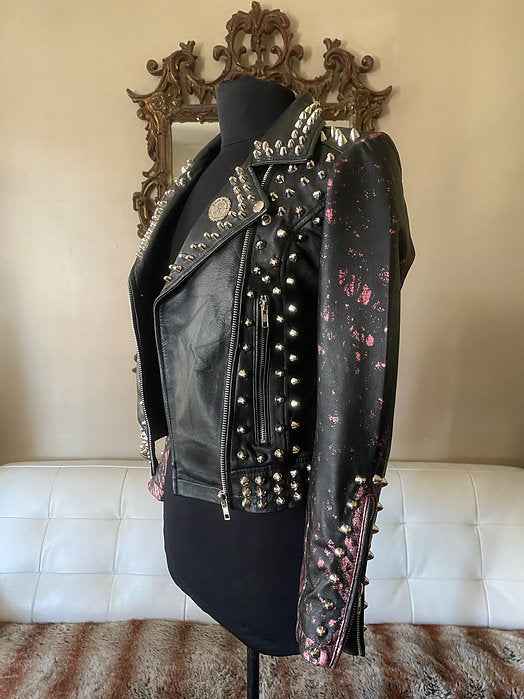 womens studded leather jacket