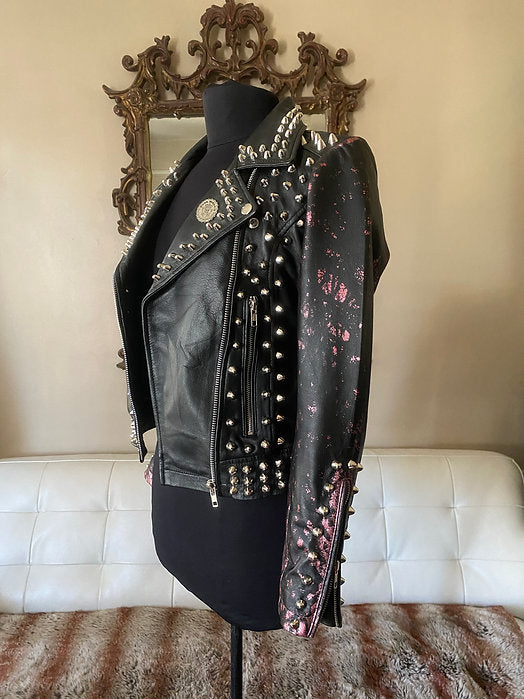 womens studded leather jacket