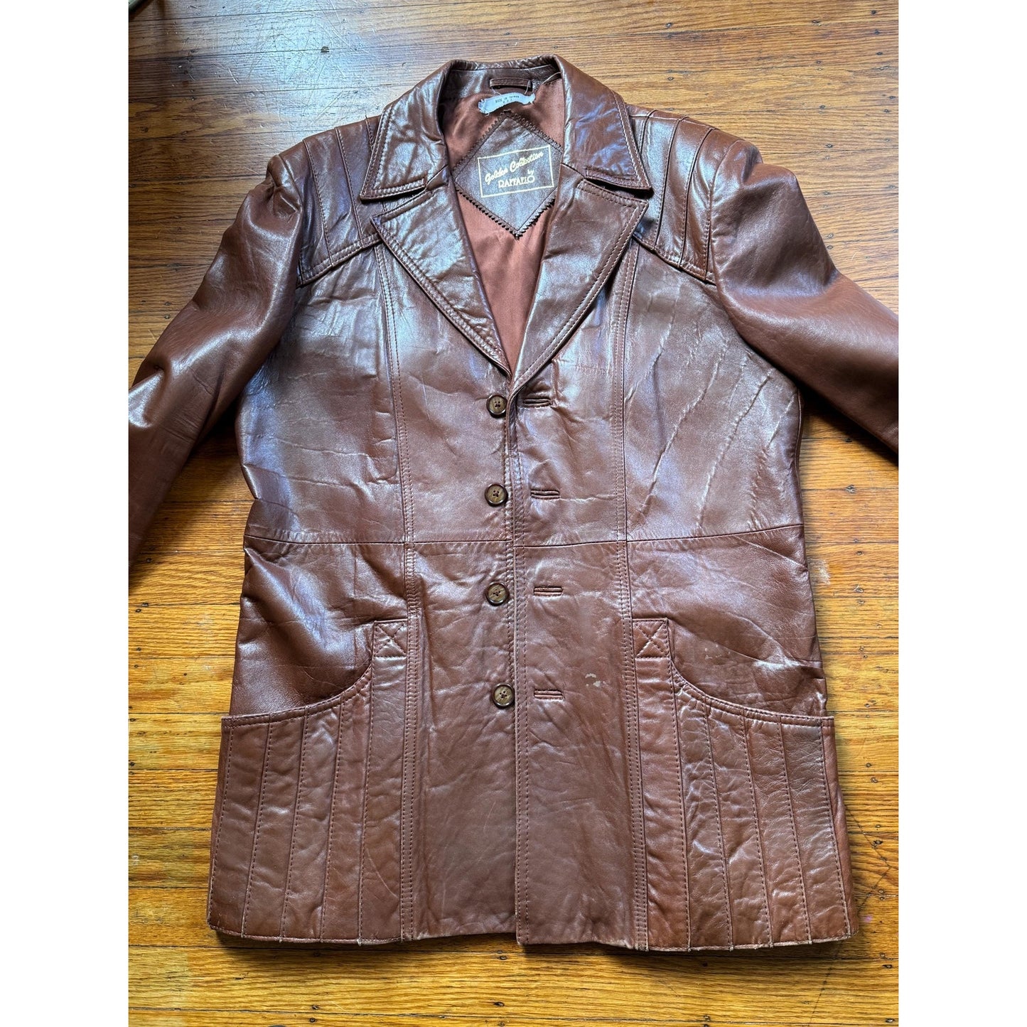 Men's Brown Vintage Leather Jacket, X-Large, 44