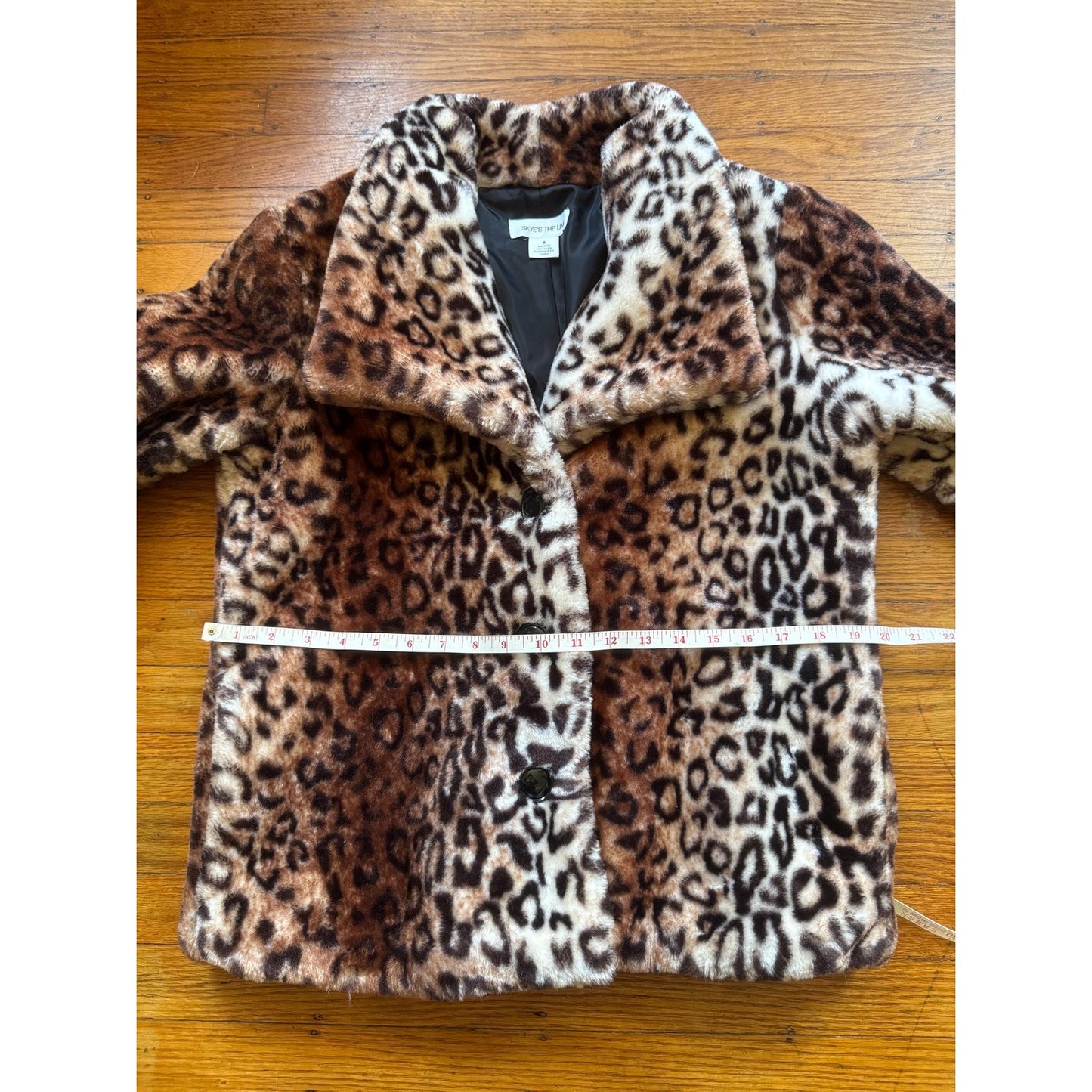 Leopard Print Faux Fur Coat, M