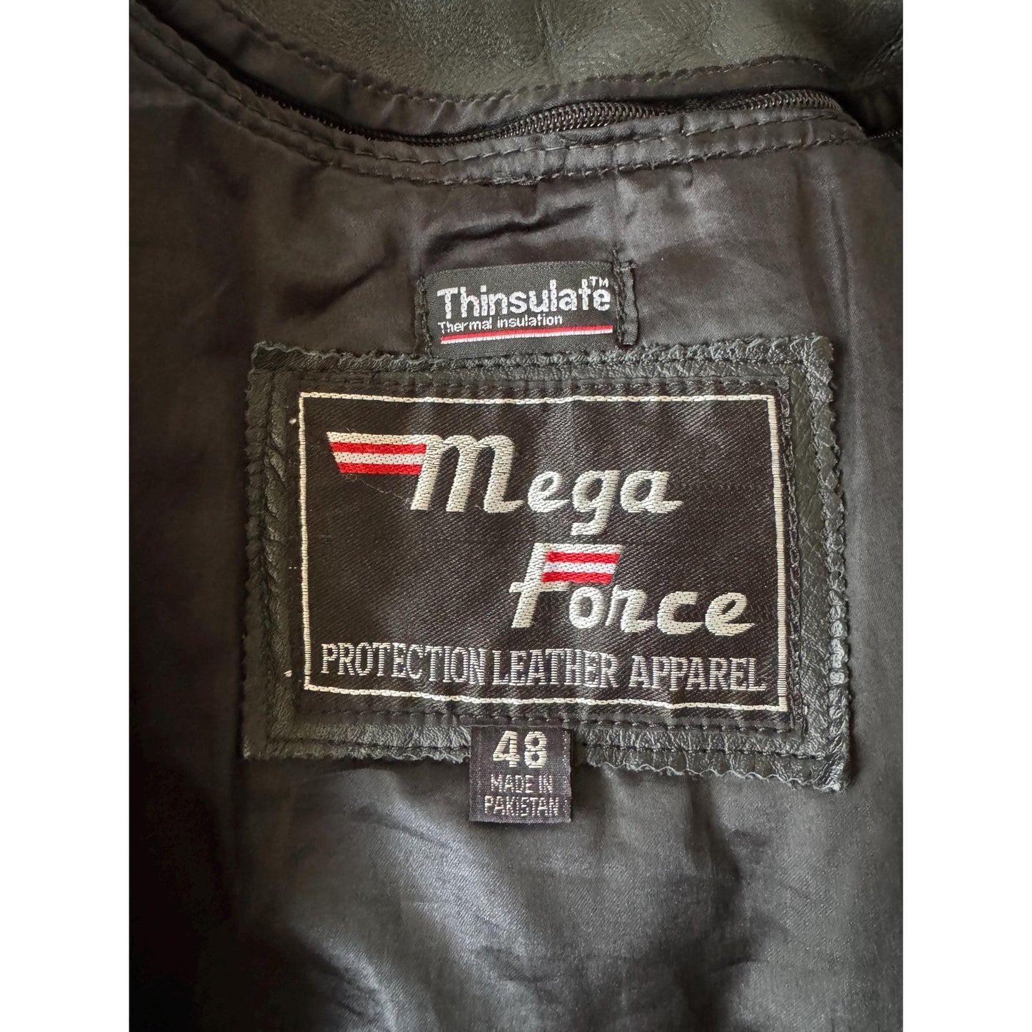 Men's Vintage Black Leather Motorcycle Jacket, 48/ XL