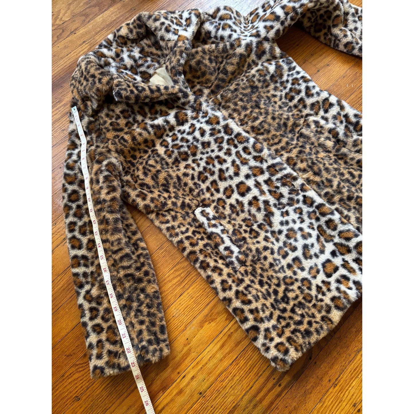 Women's Leopard Print Faux Fur Coat, S