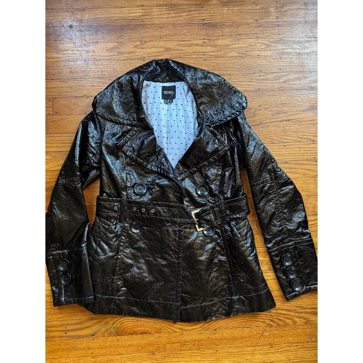 Women's Patent Leather Trench Coat, Small