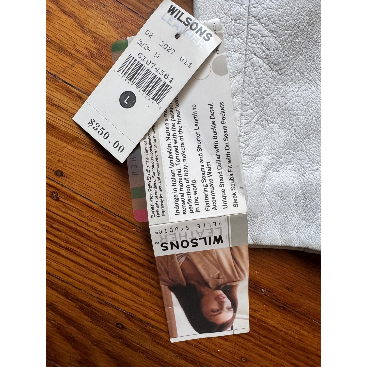 White Leather Women's Jacket, Size L