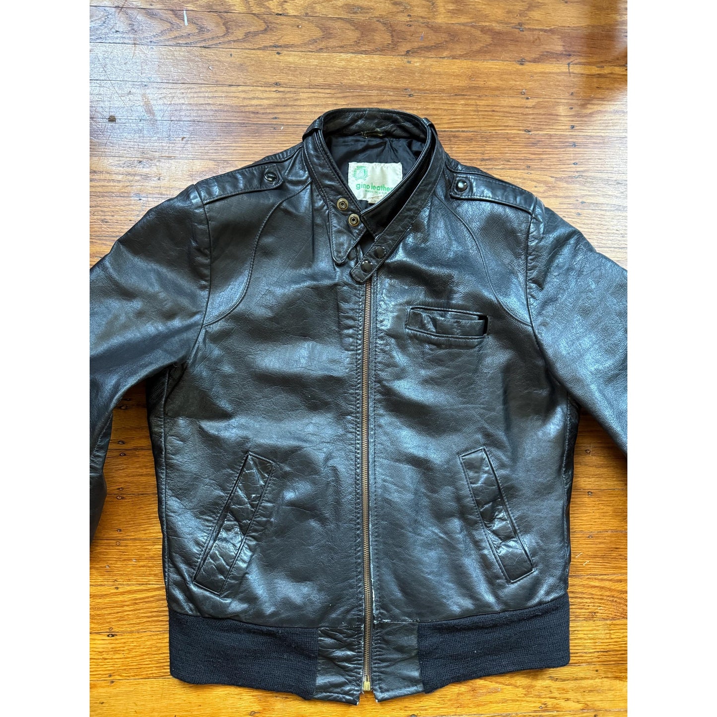 Copied - Men's Vintage Black Leather Bomber Jacket, Medium 40