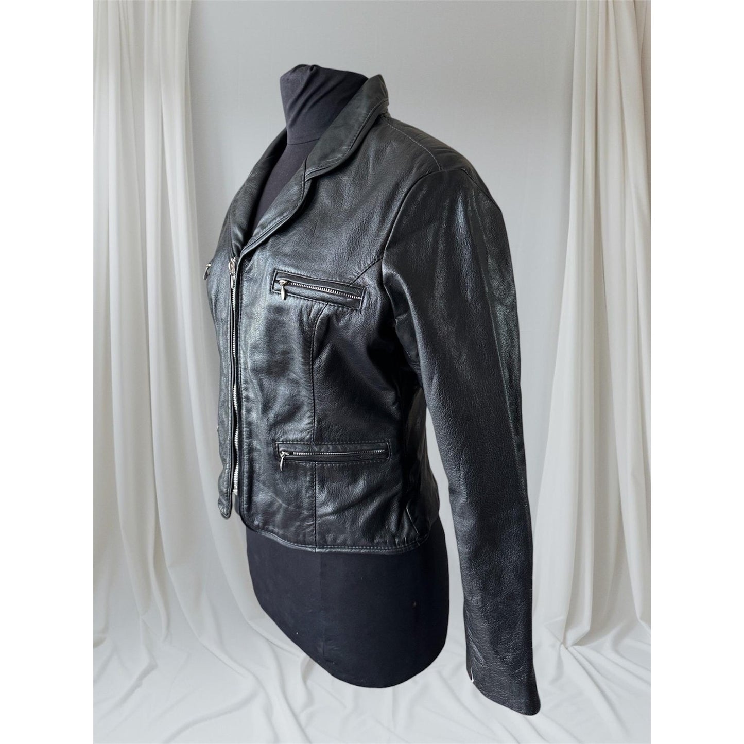 Black Leather Women's Jacket, Size M