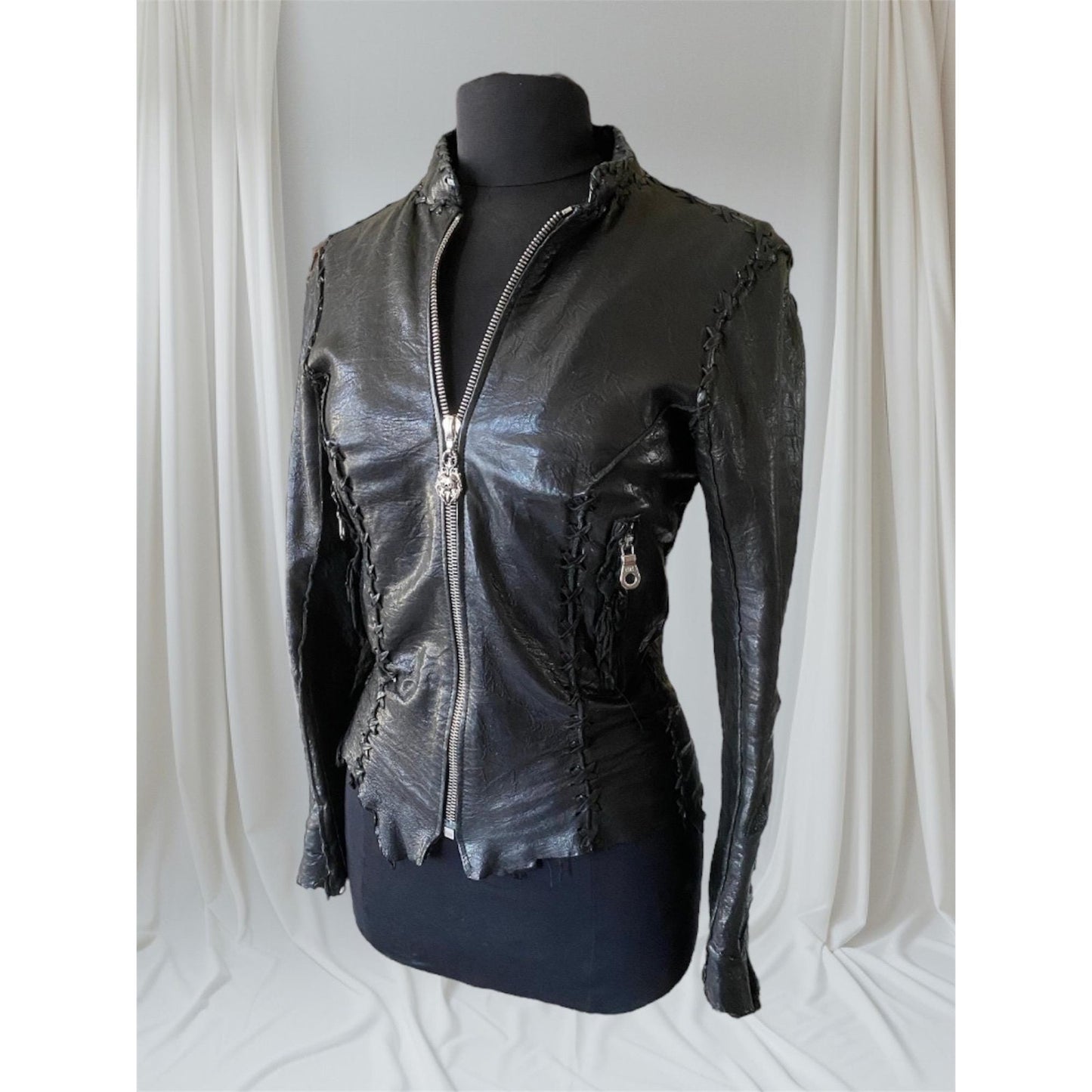 Eleven 11 Leather Jacket with Stingray & Studded Skull Back