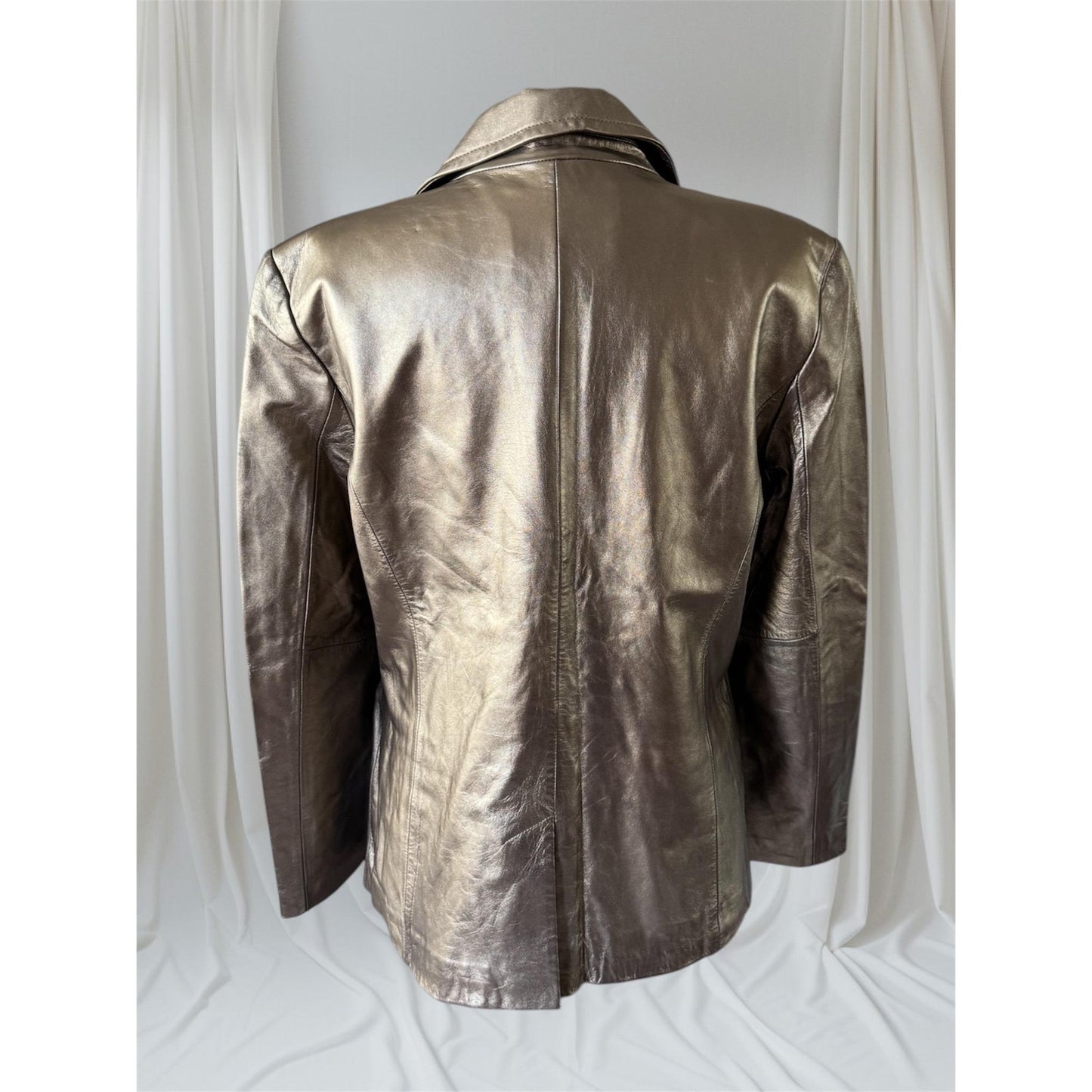 Women's Gold Genuine Leather Jacket, Large