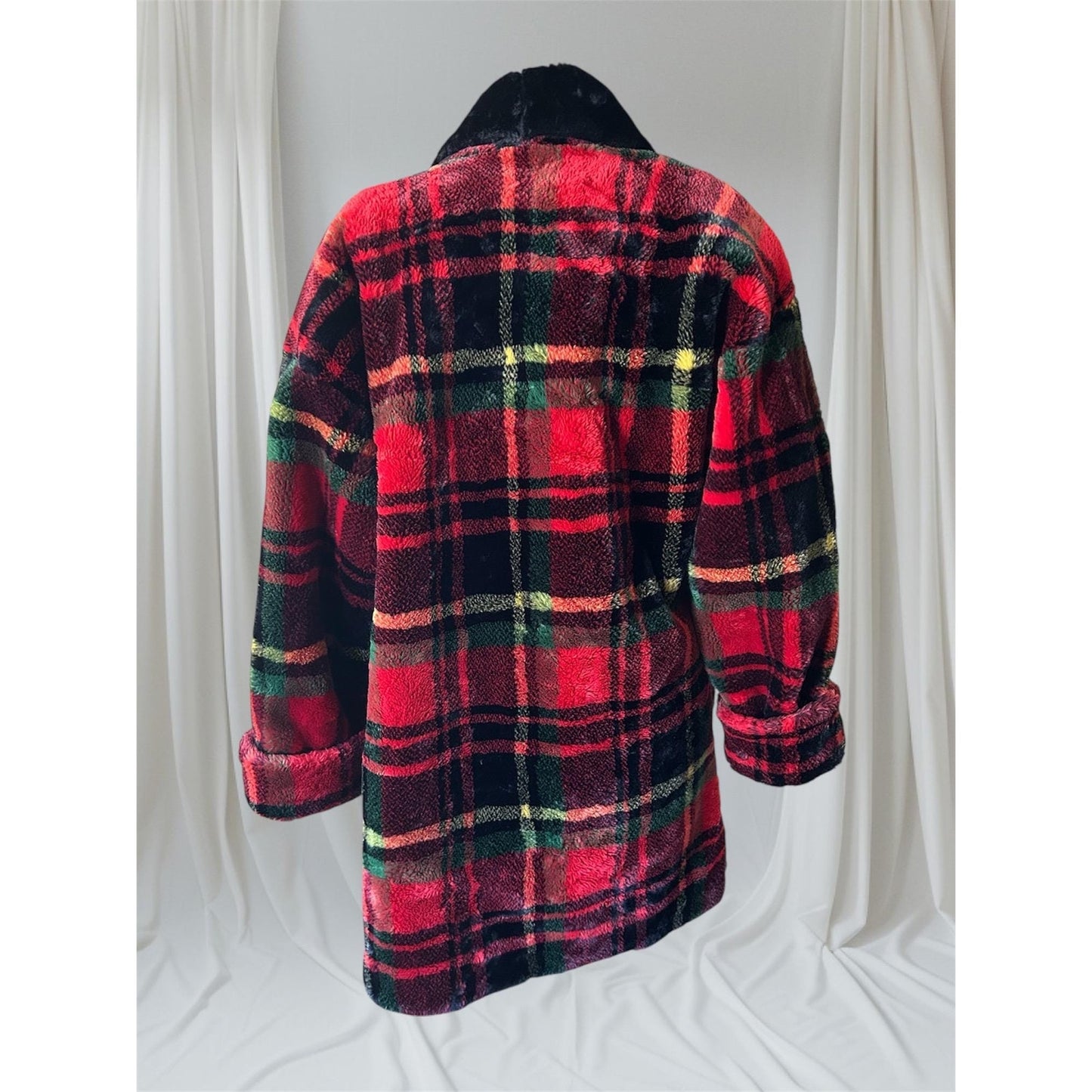 Tartan Faux Fur Coat, M
