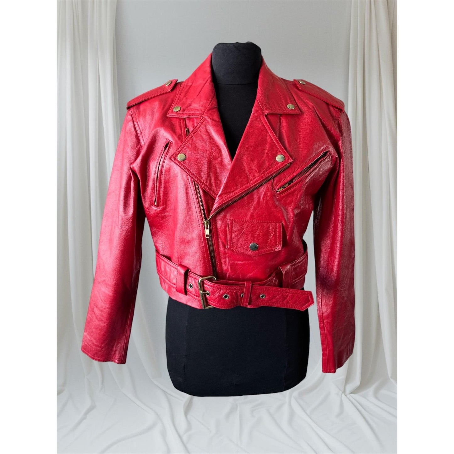 Red Leather Women's Jacket, Size L/ XL