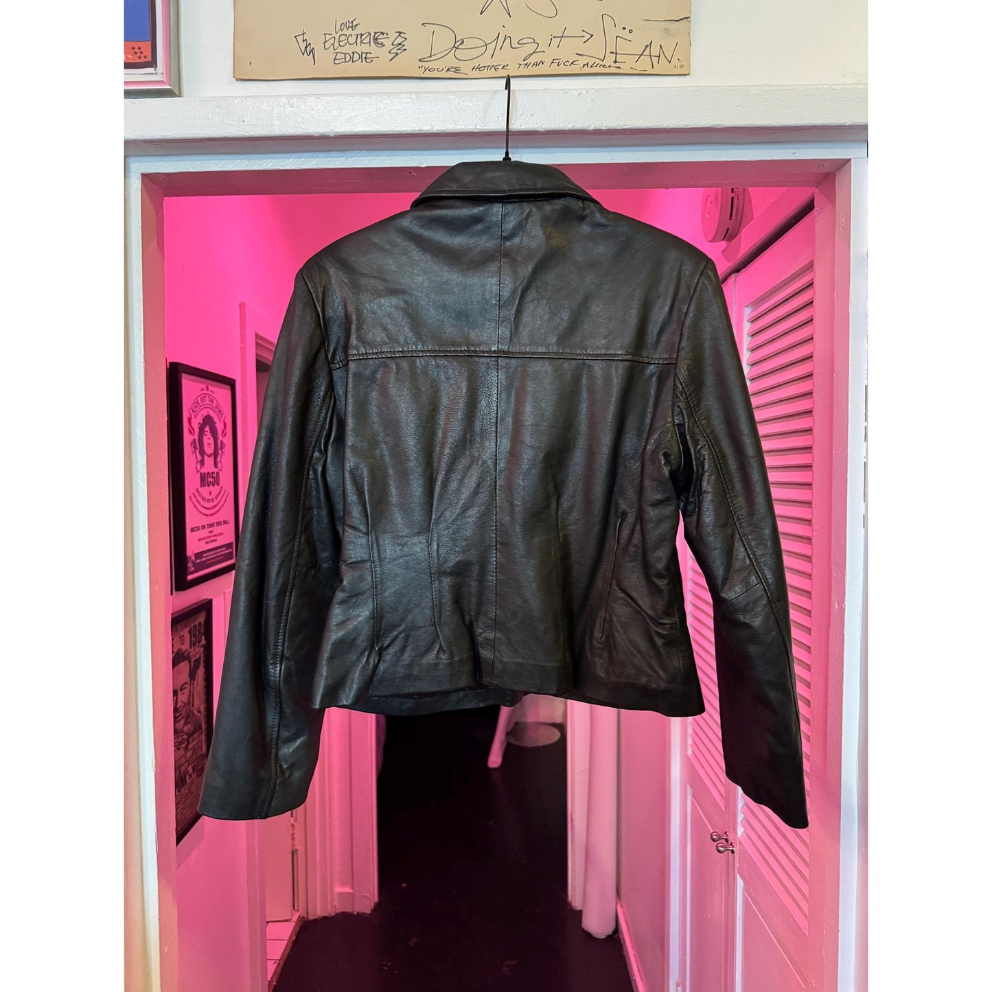Black Leather Women's Jacket, Size M