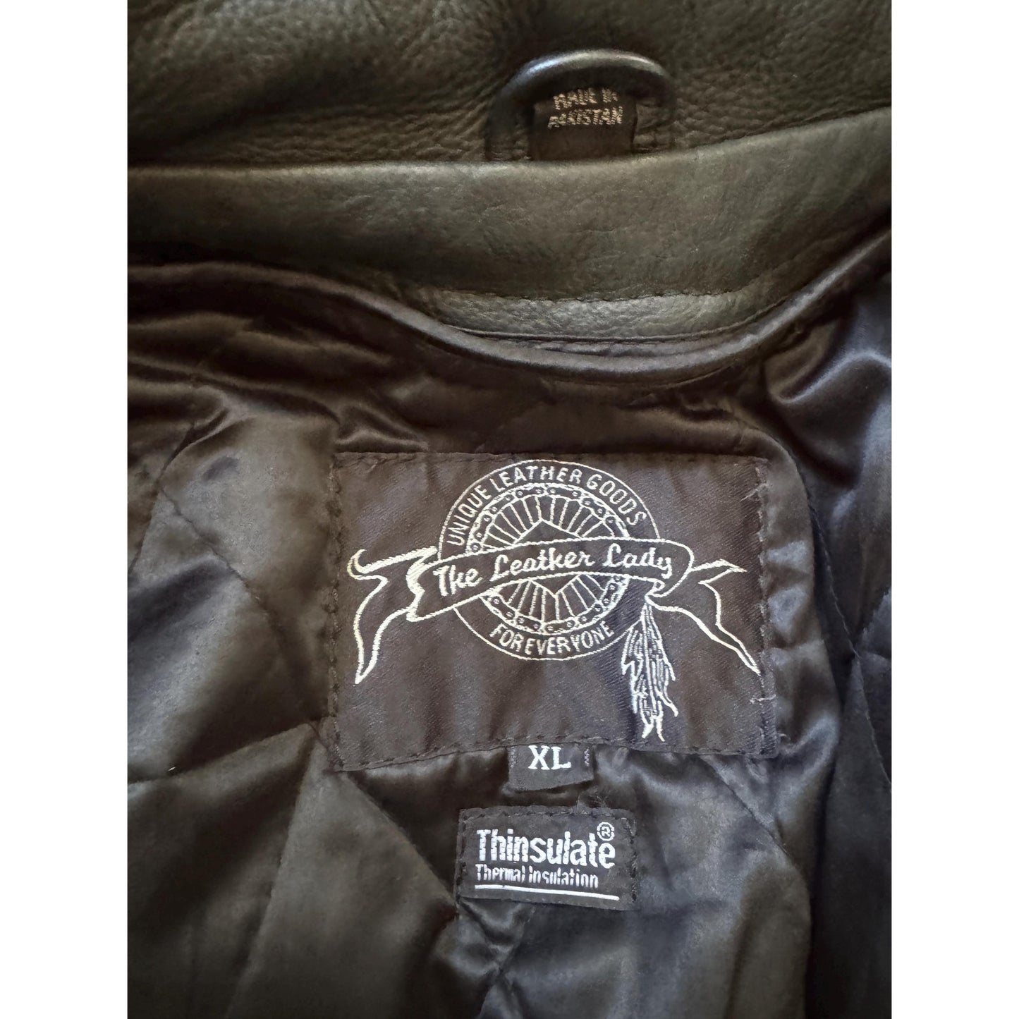 Black Leather Women's Fringe Mororcycle Jacket, Size XL