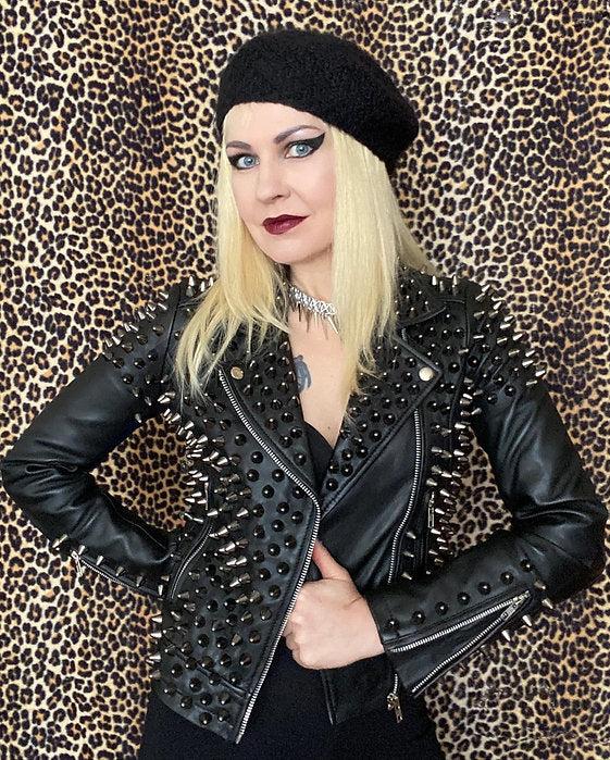 black studded leather jacket