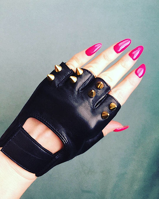 spike leather gloves