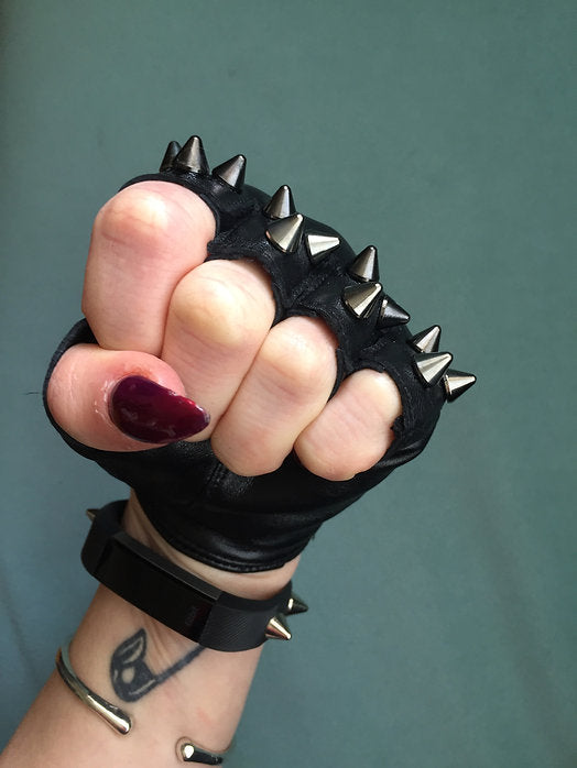 spiked leather gloves